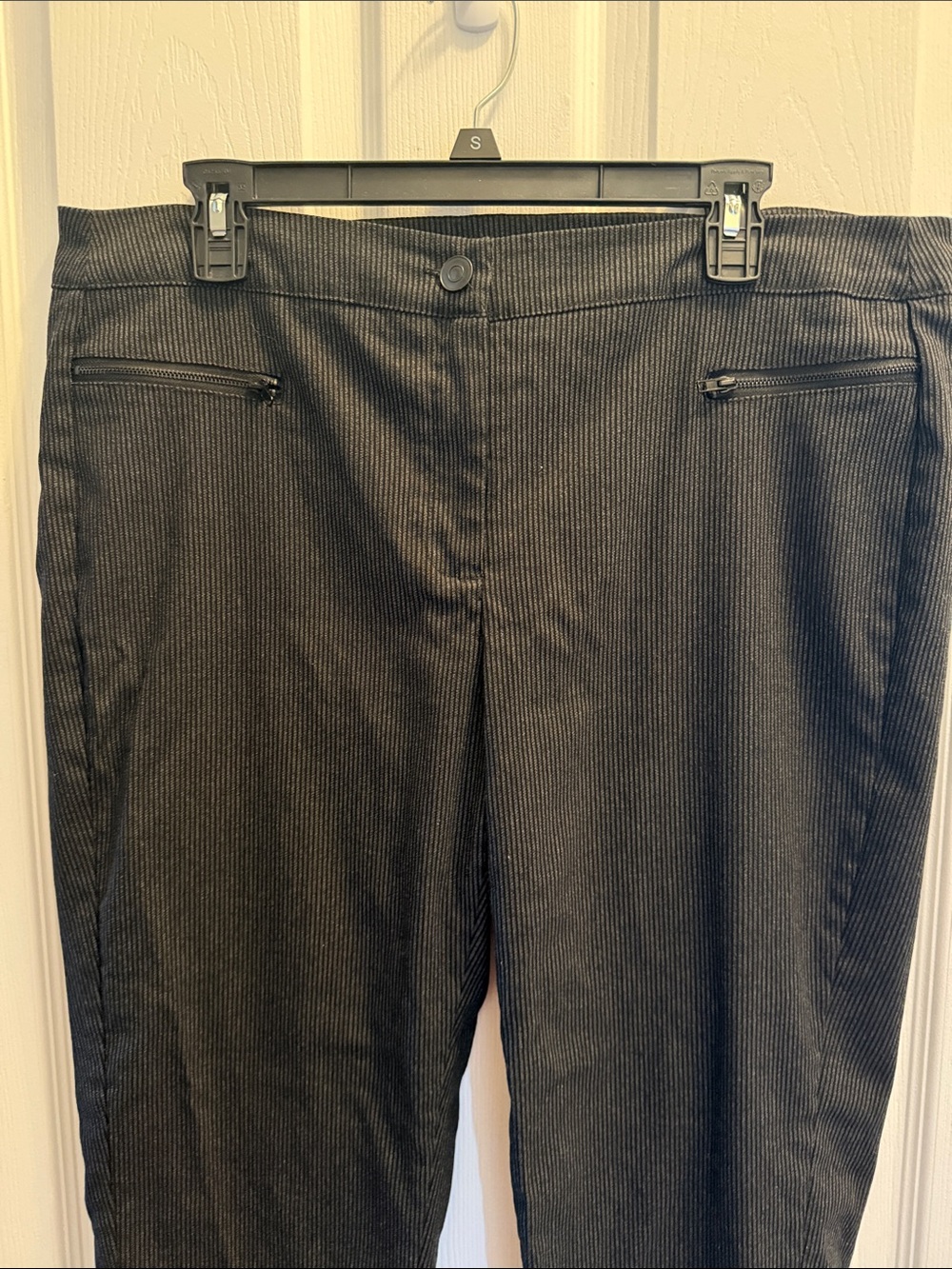 89th and Madison Black womens Pinstripe Dress Pants - Sleek Workwear